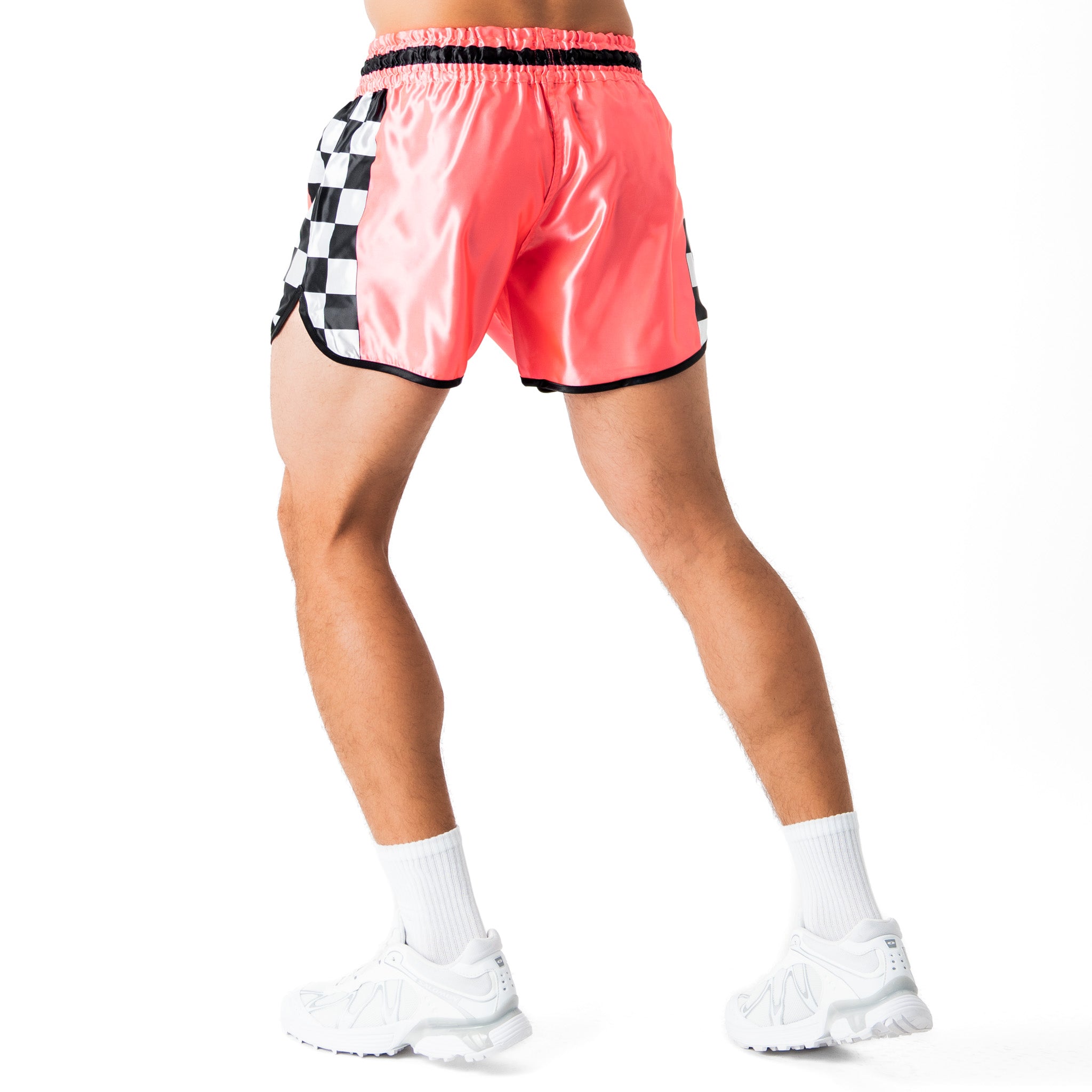 CHECKER FIGHT SHORTS - PINK