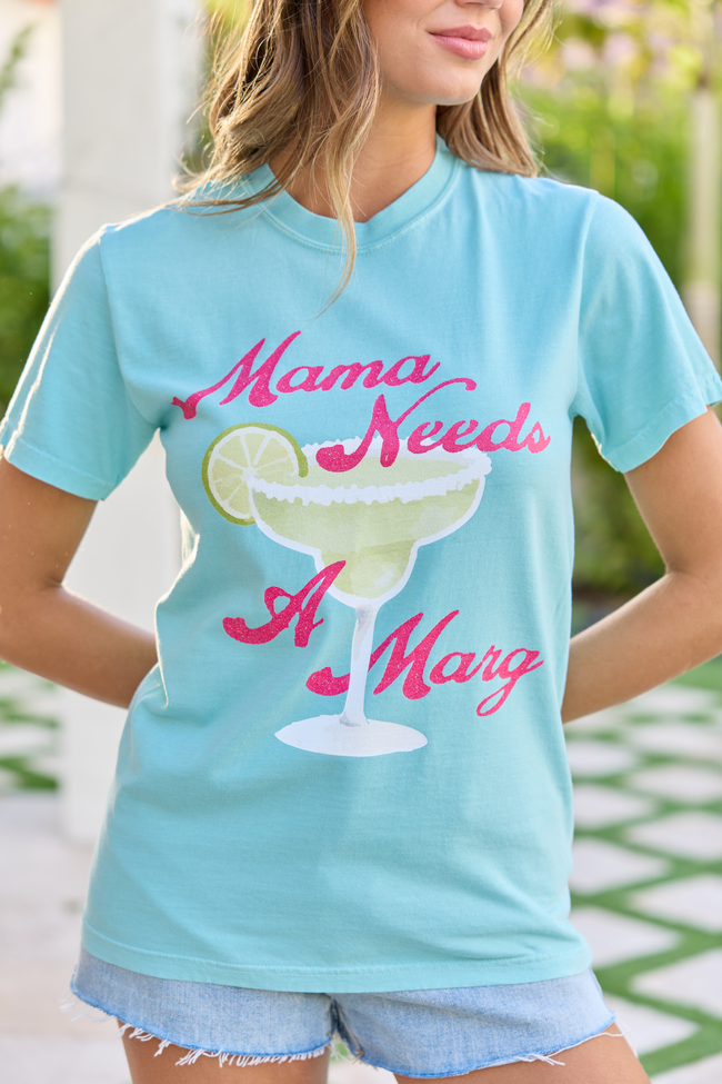 Mama Needs A Marg Mint Blue Graphic Tee