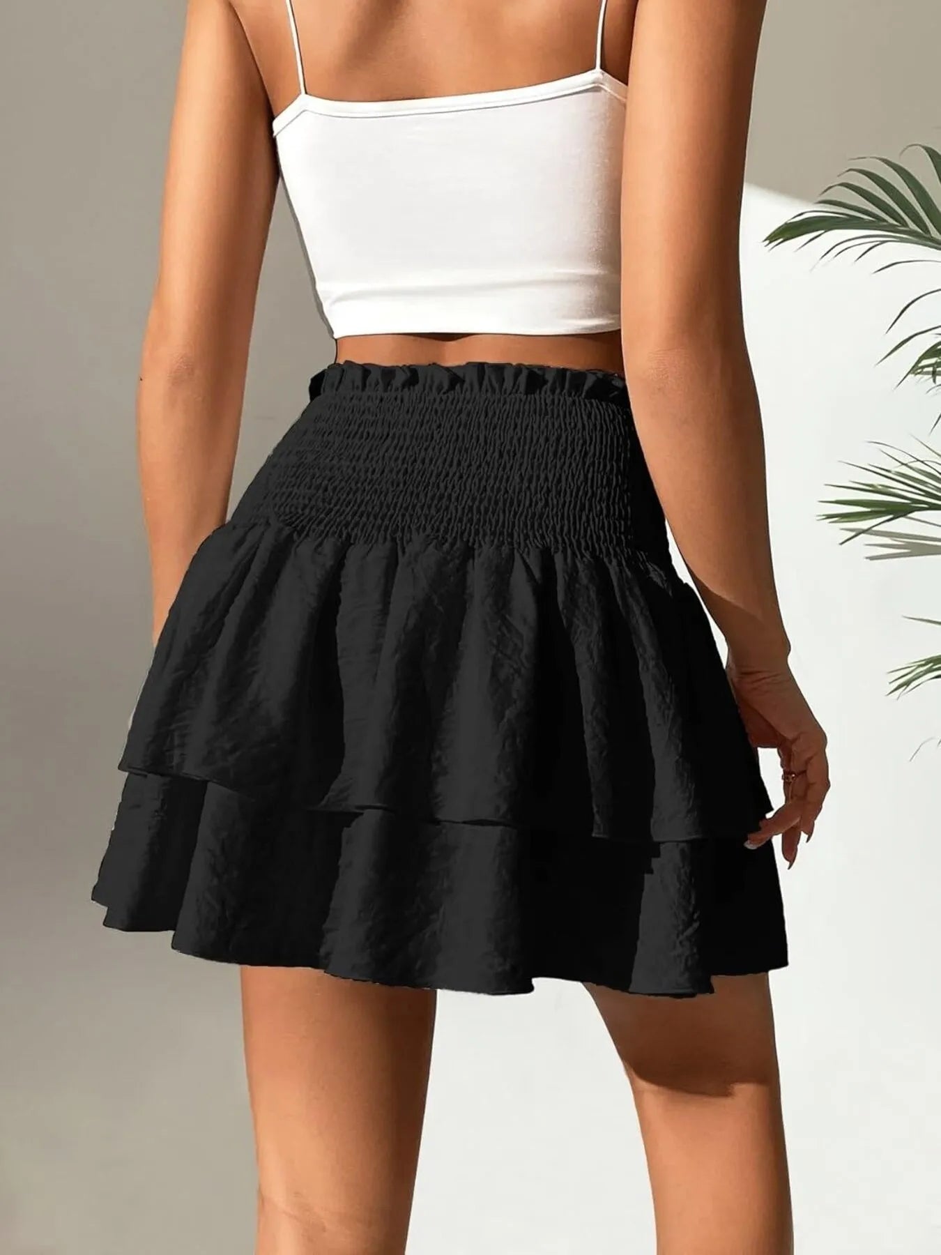 Smocked Layered Mini Skirt