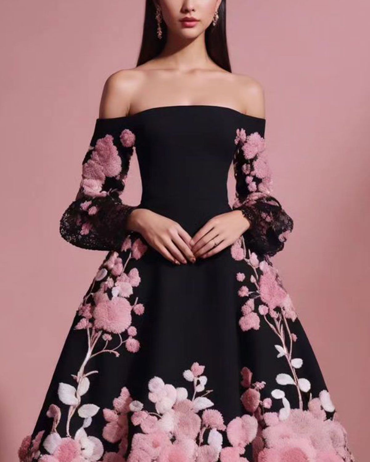 Elegant Embroidered Flower Dress