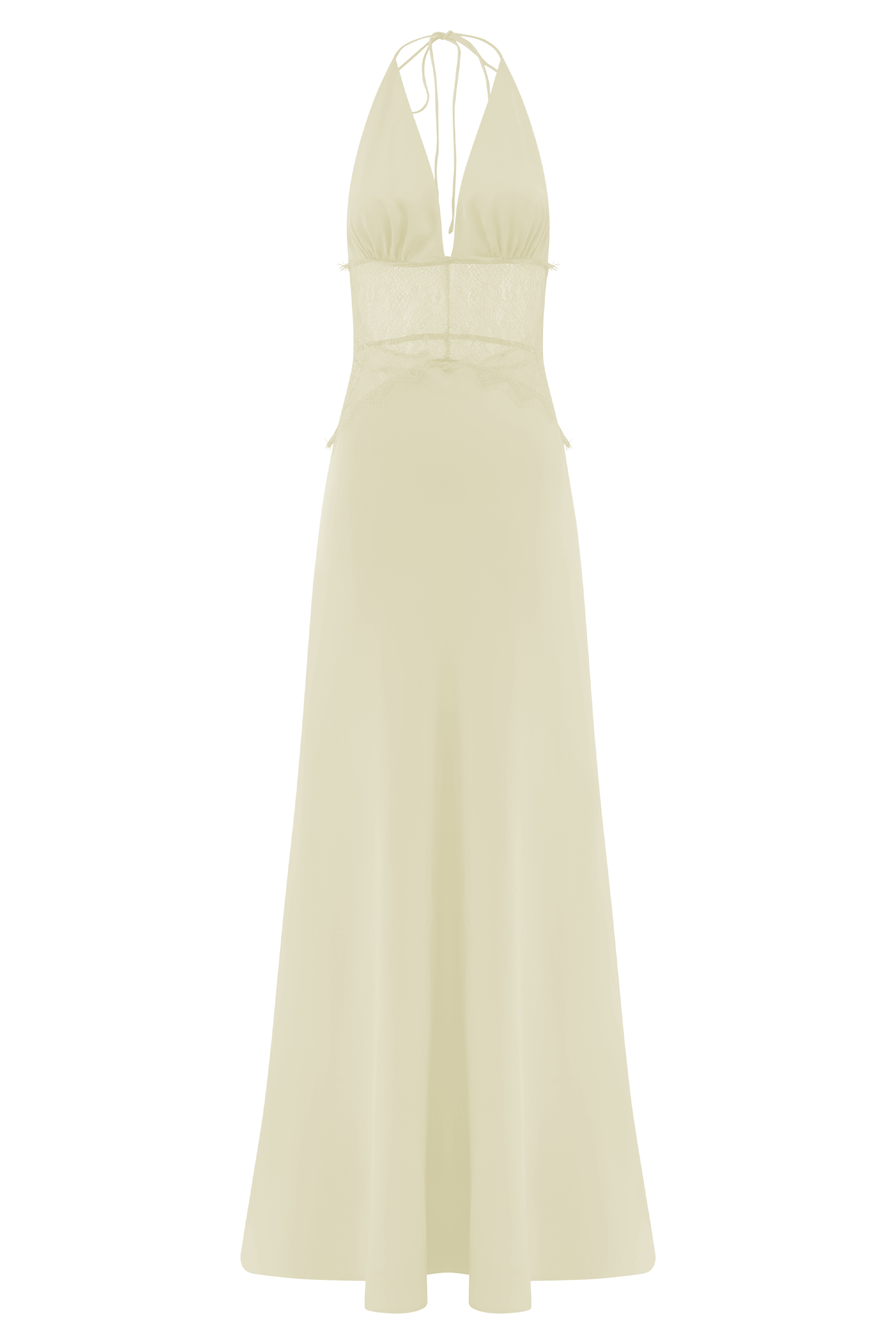 Lemon Lace And Satin Maxi Dress