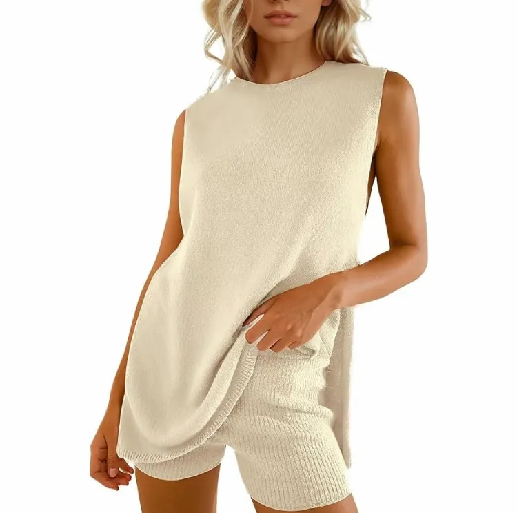 Women's Knit 2 Piece Summer Set – Tunic Top & Shorts