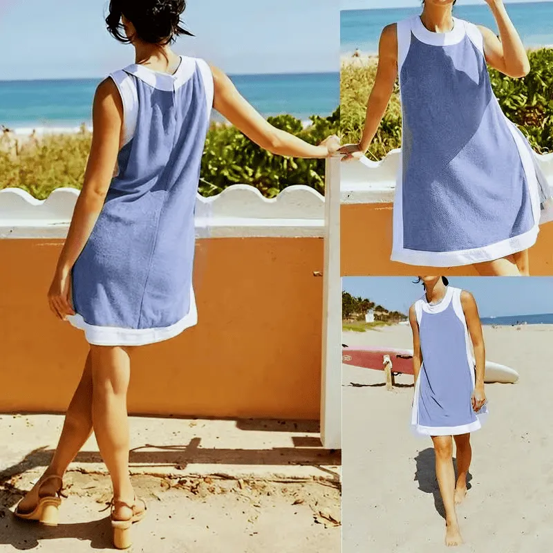 Women's 2-Piece Sets Color Block Crewneck Sleeveless Top + Skirt & Shorts w/ Pockets