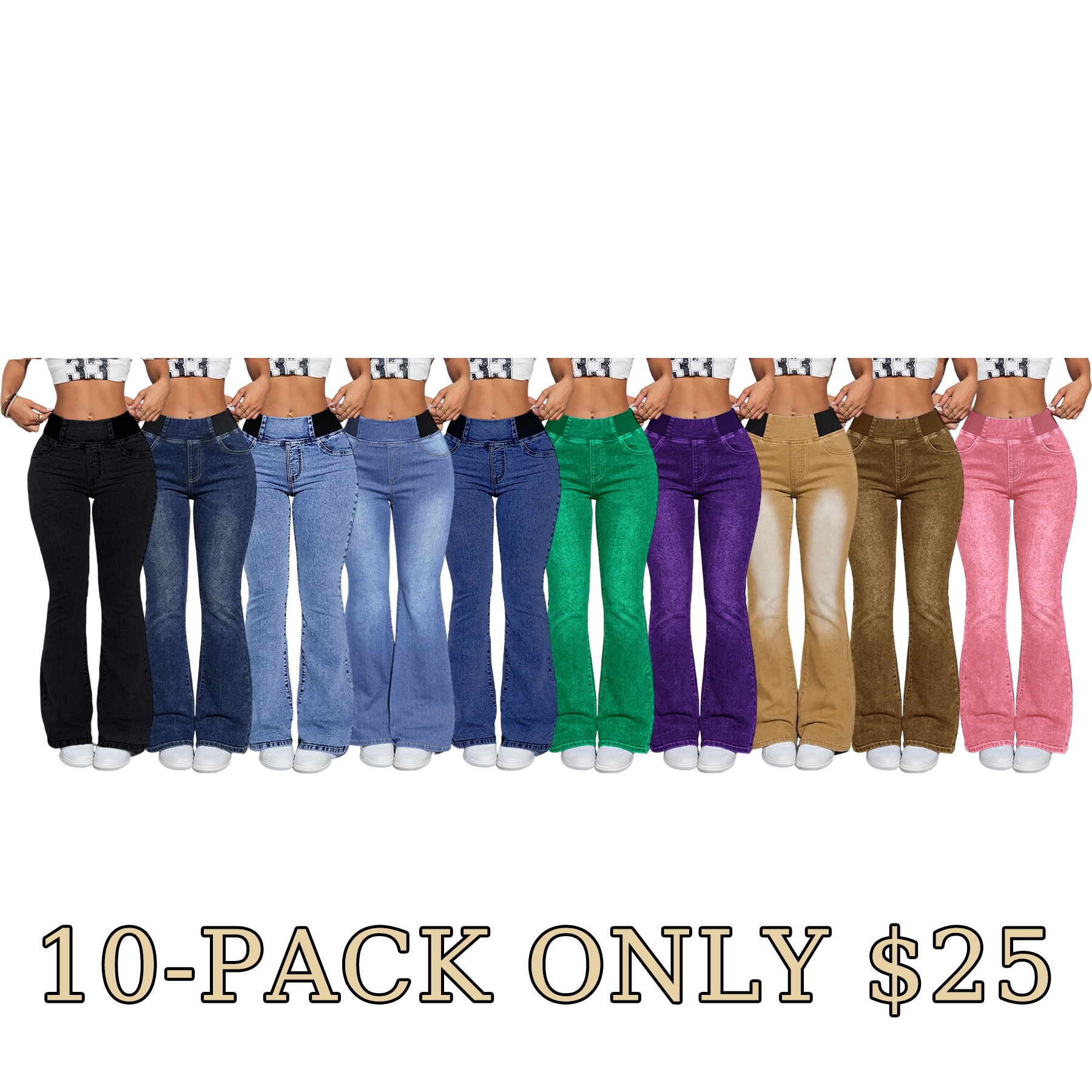 High-Waisted Stretch Flare Jeans