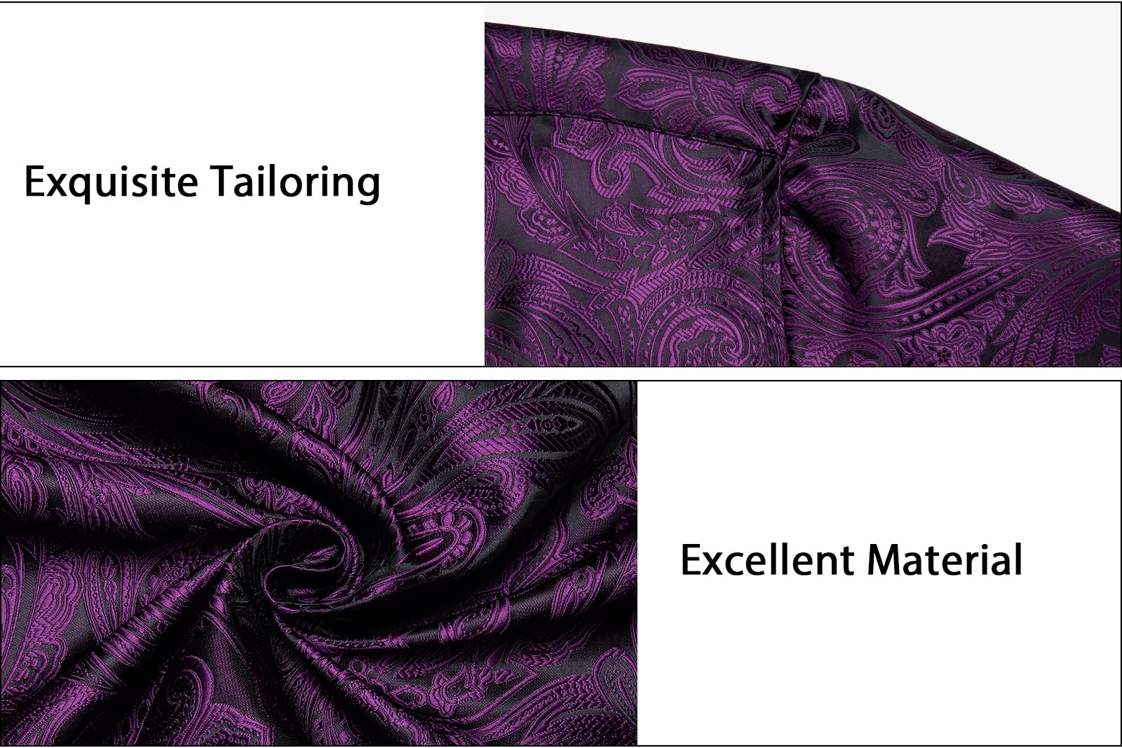 Men's Paisley Dress Shirt Long Sleeve Wrinkle Free Button Down Cowboy Shirts - Purple&black&paisley