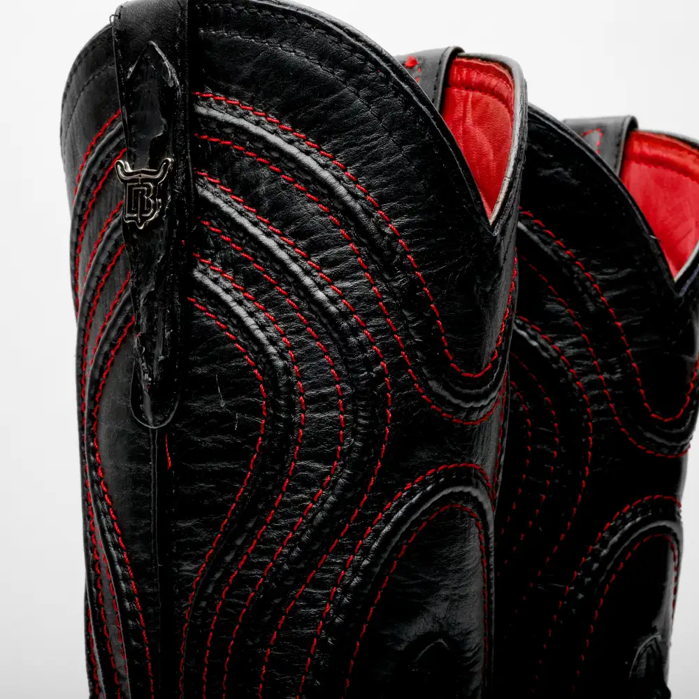 Matte Black Jumbo Python Leather Boots - Square Toe