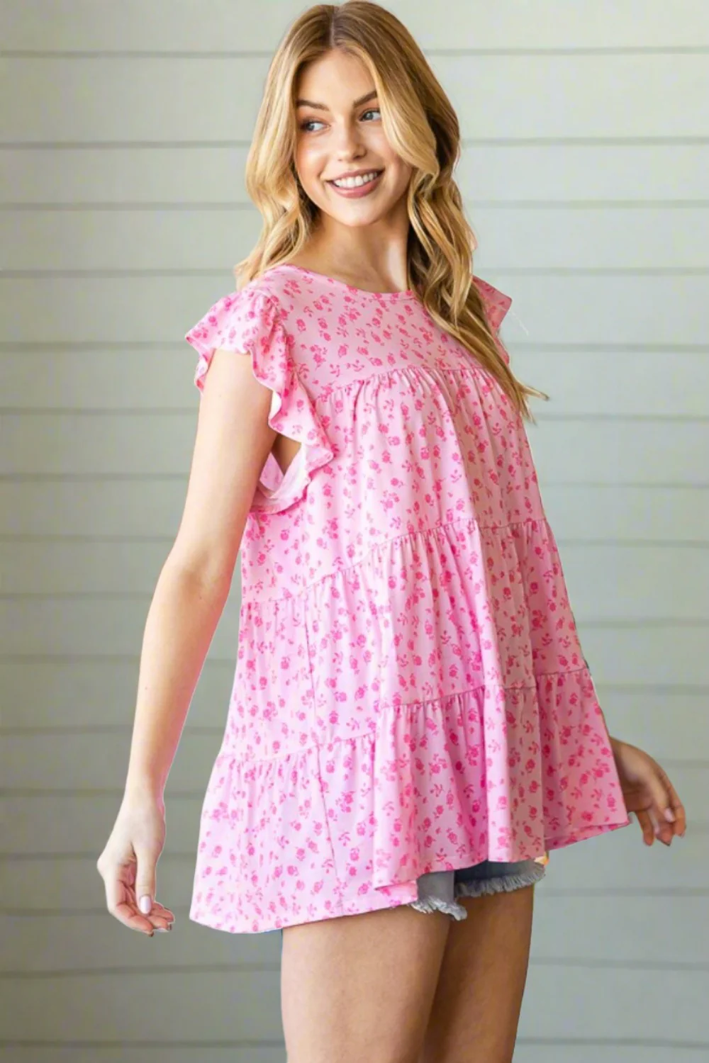 Floral Ruffled Tiered Top