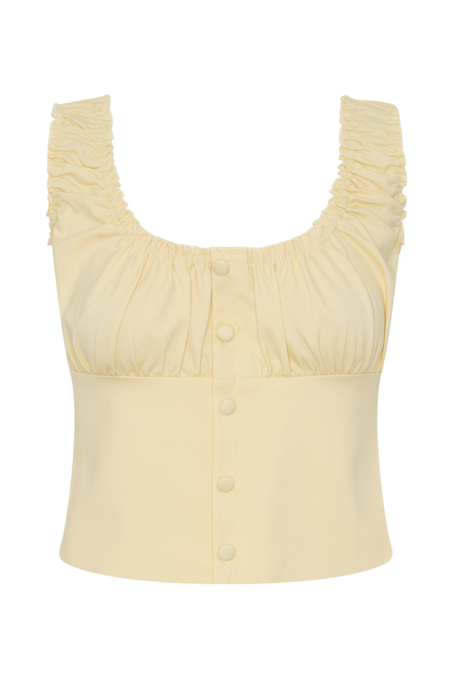 Lemon Sleeveless Ruched Top