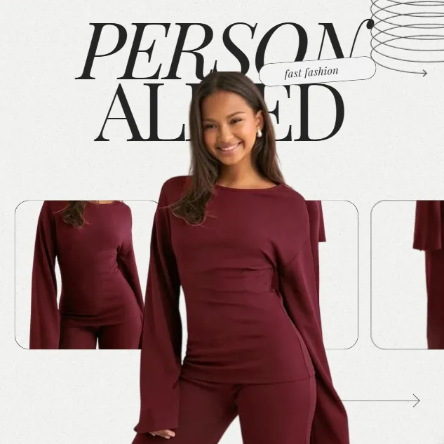 Women's Fall Round Neck Flare Top & Elastic-Waist Pants Set