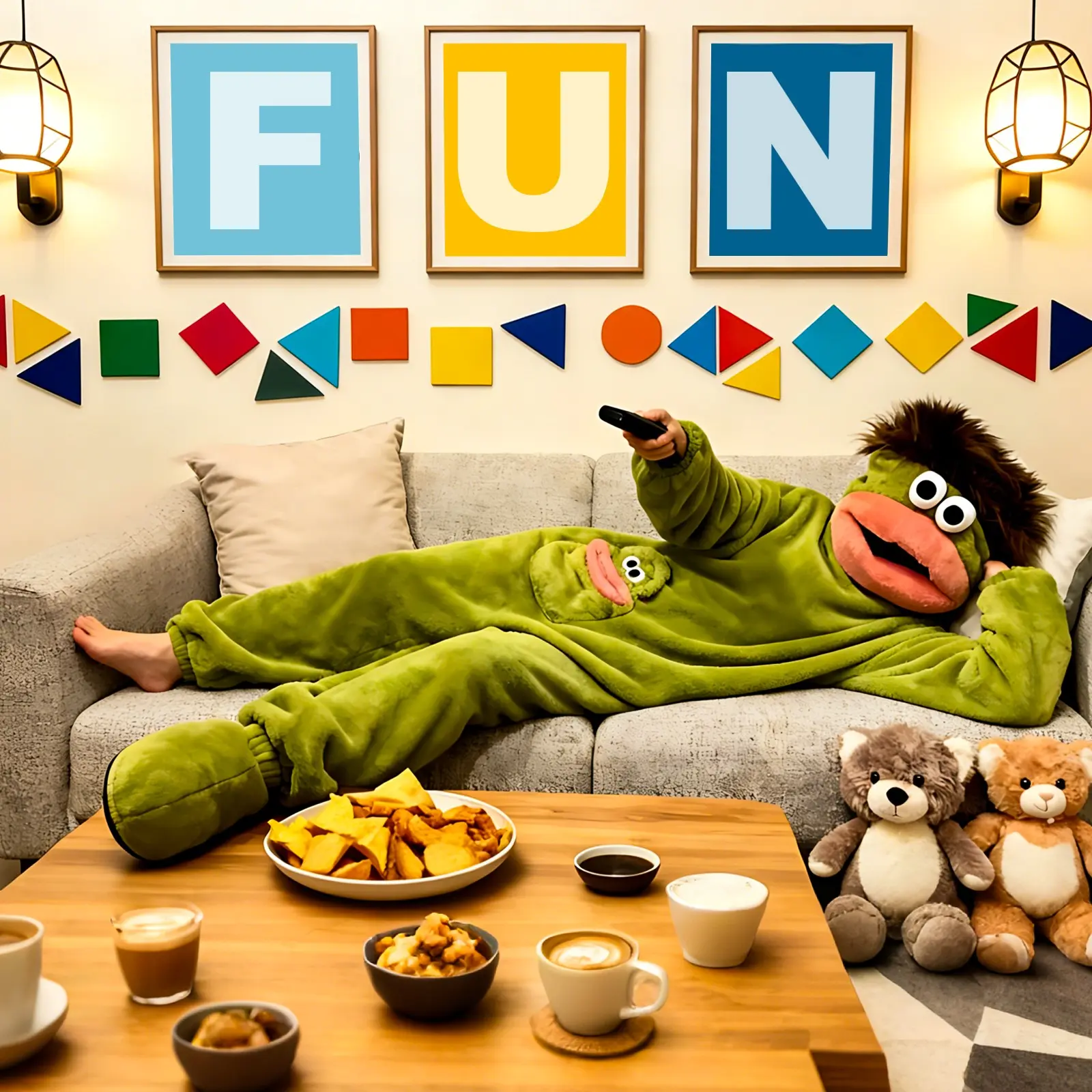 Funny Onesie Set, Comfortable Loose Hooded Flannel Pajamas