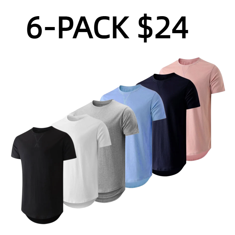Mens 3 Pack Cotton Hipster Hip Hop Longline Crewneck T-Shirt,Menswear Casual Tshirt Tops