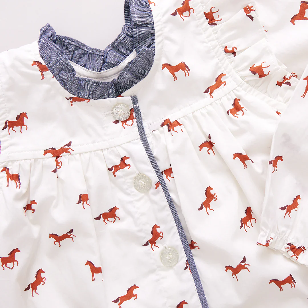 Girl's Kalani Button Up Top Tiny Horses