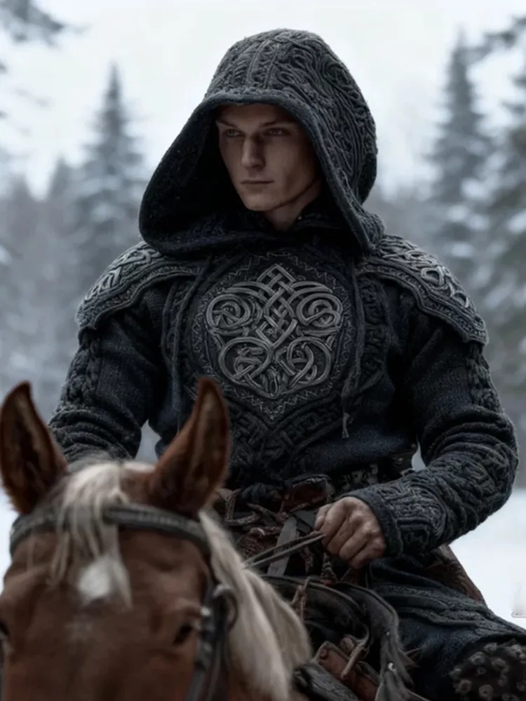 Men's Viking Style Celtic Knot Hooded Sweater