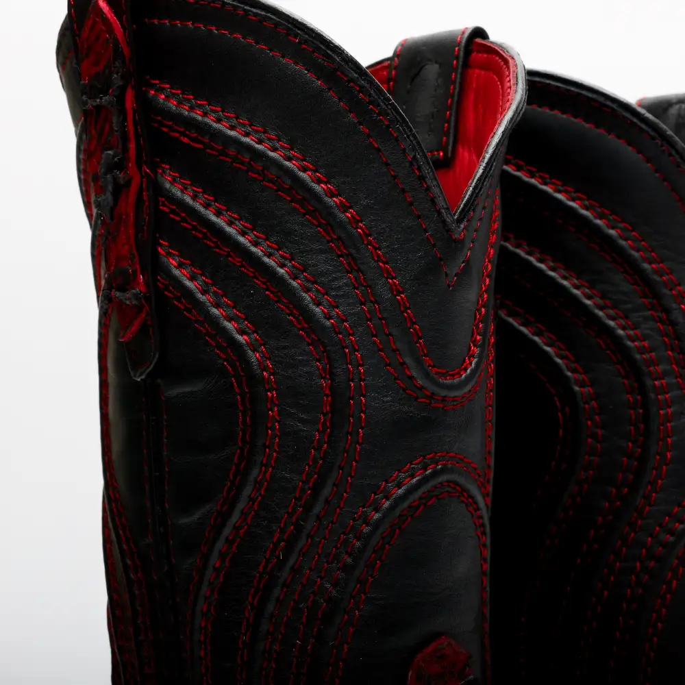 Black Cherry Jumbo Pirarucu Leather Boots - Square Toe