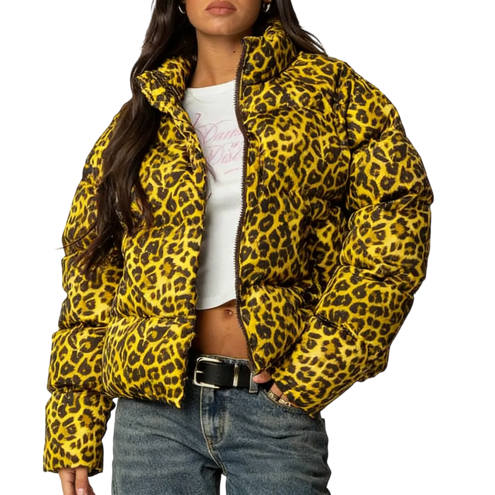 Leopard Printed Puffer Jacket