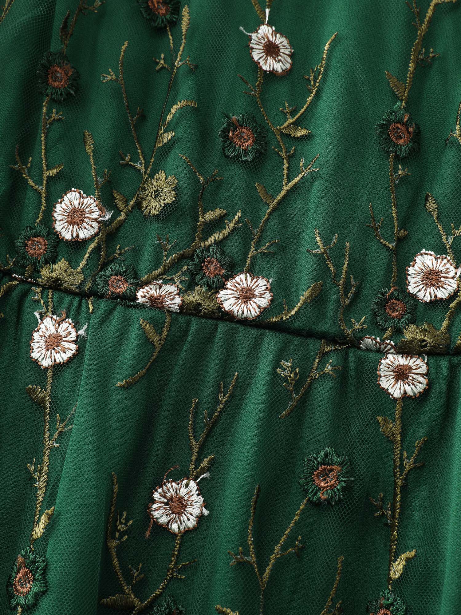 Floral Embroidered Mesh Midi Dress