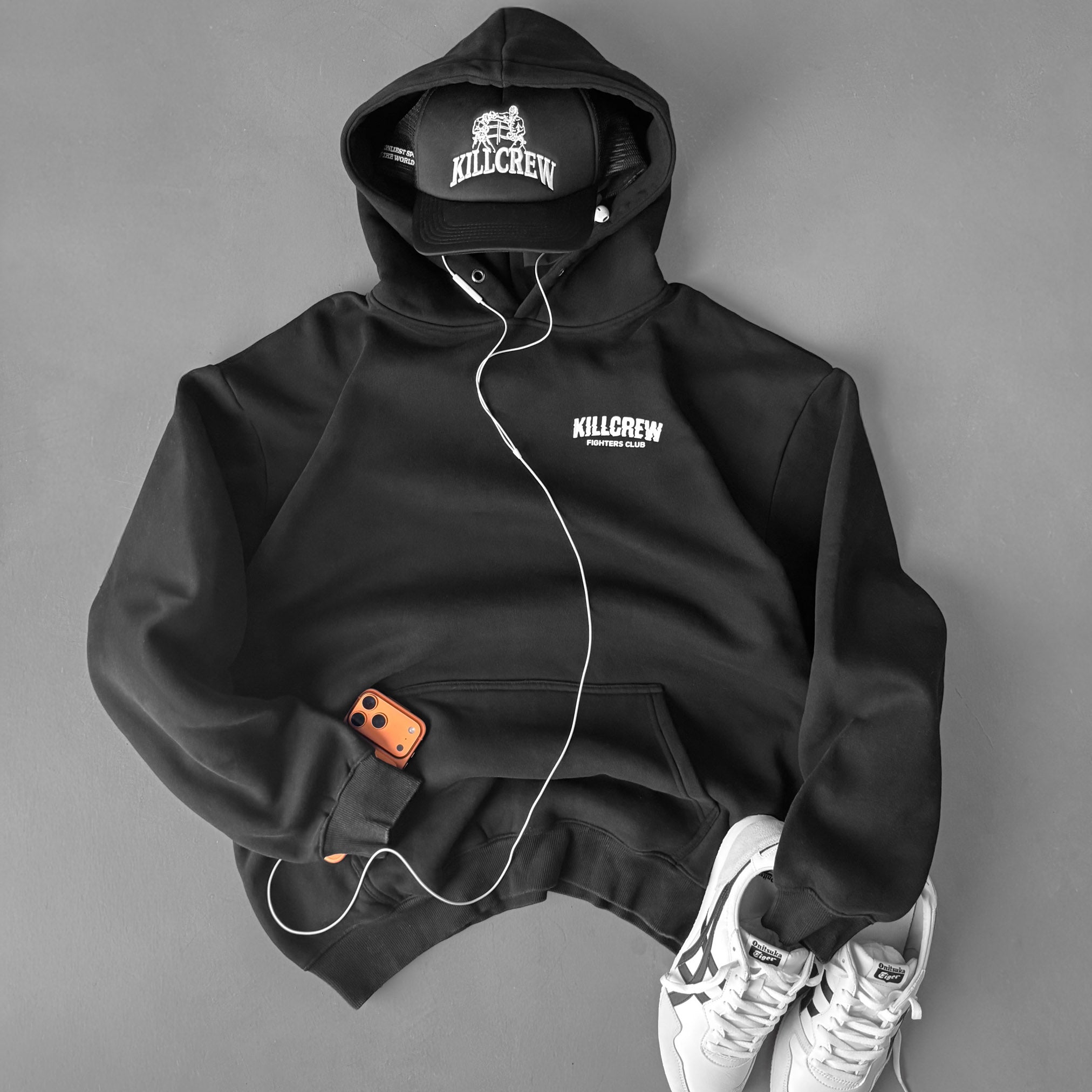 OVERSIZED LUX RIGOROUS TRAINING HOODIE - BLACK / WHITE