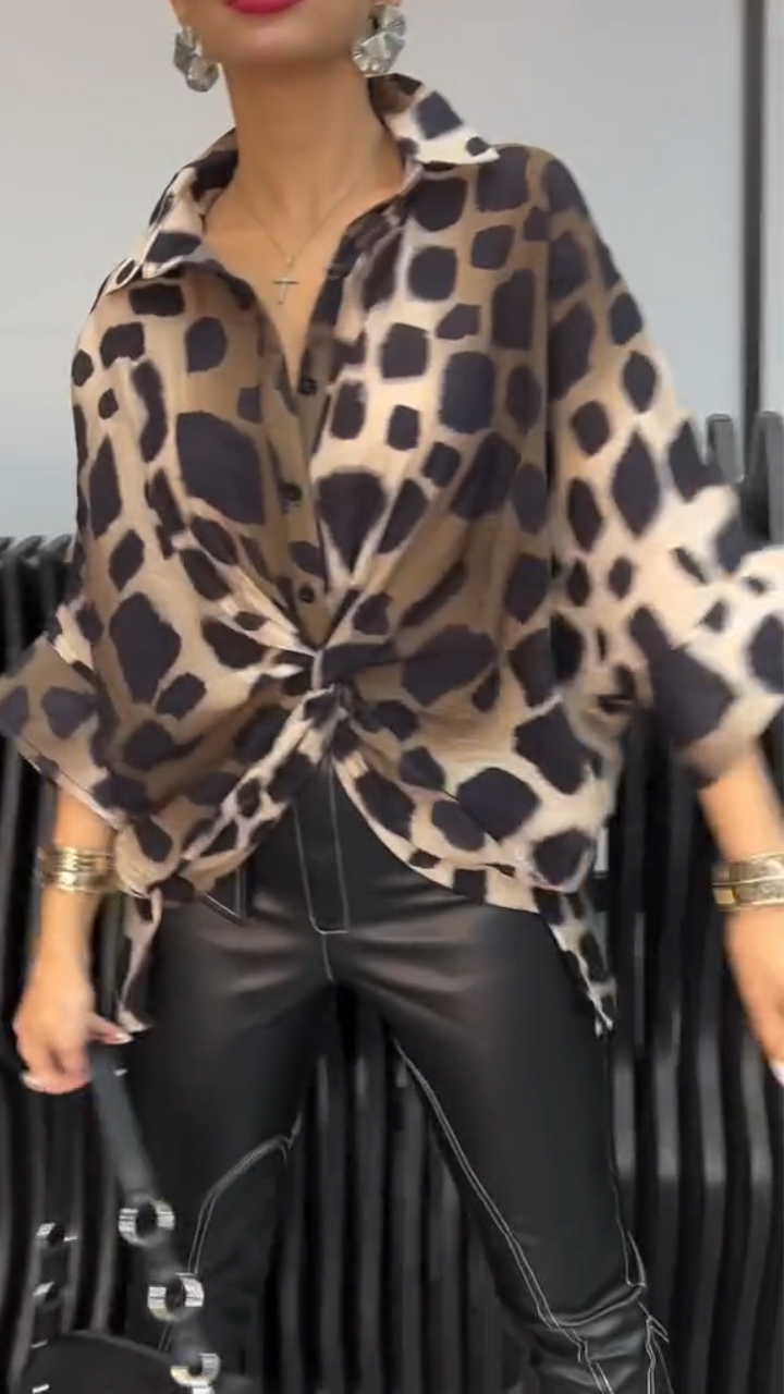 Women Collar Plaid Pleated Casual Top