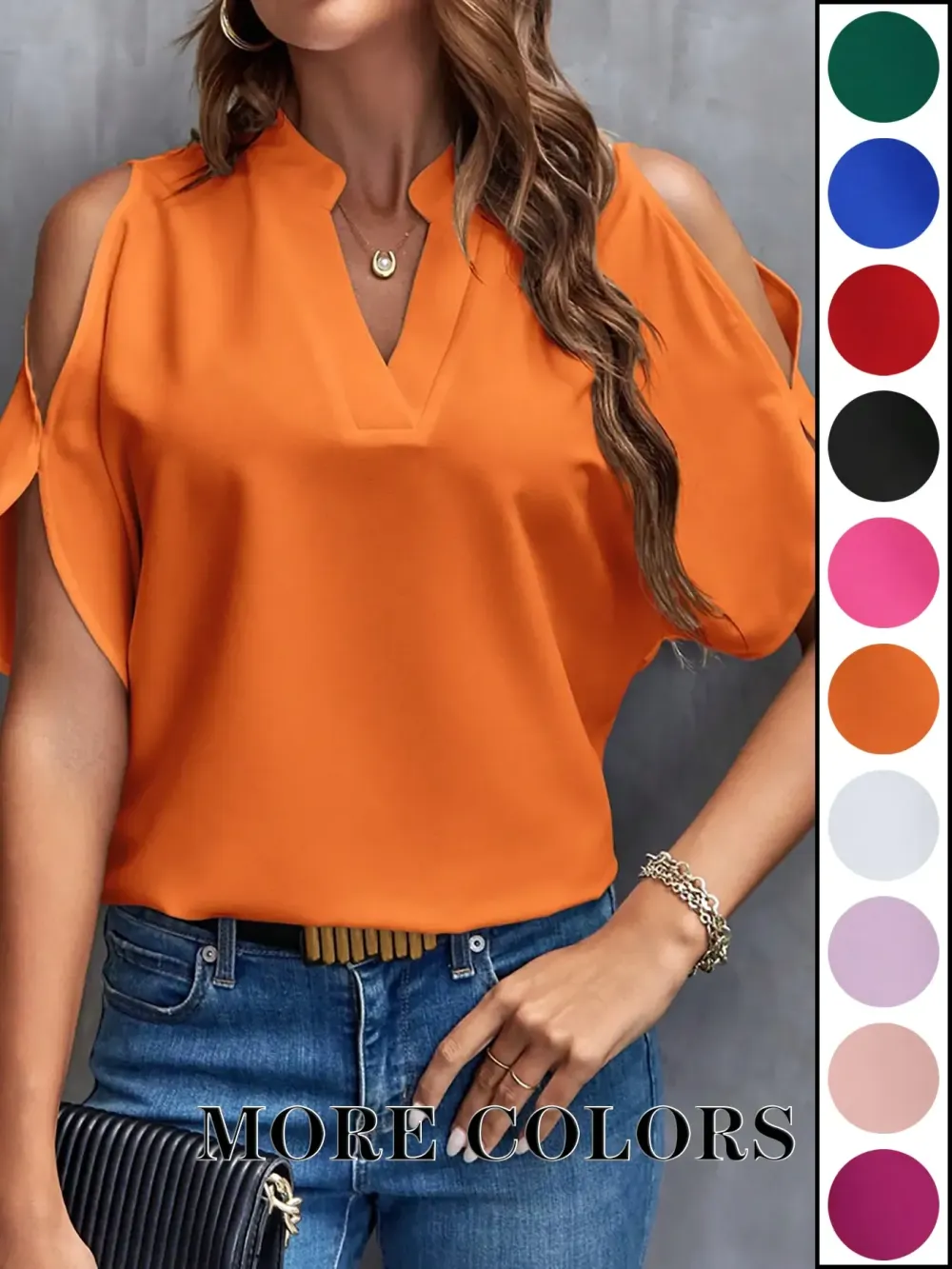 Women's Solid Color Casual Fitted T-Shirt, Short Sleeve Off-Shoulder Top, Commuter Wear