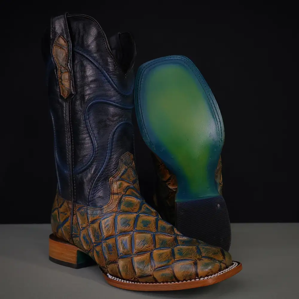 Men’s Honey Pirarucu Leather Boots — Square Toe