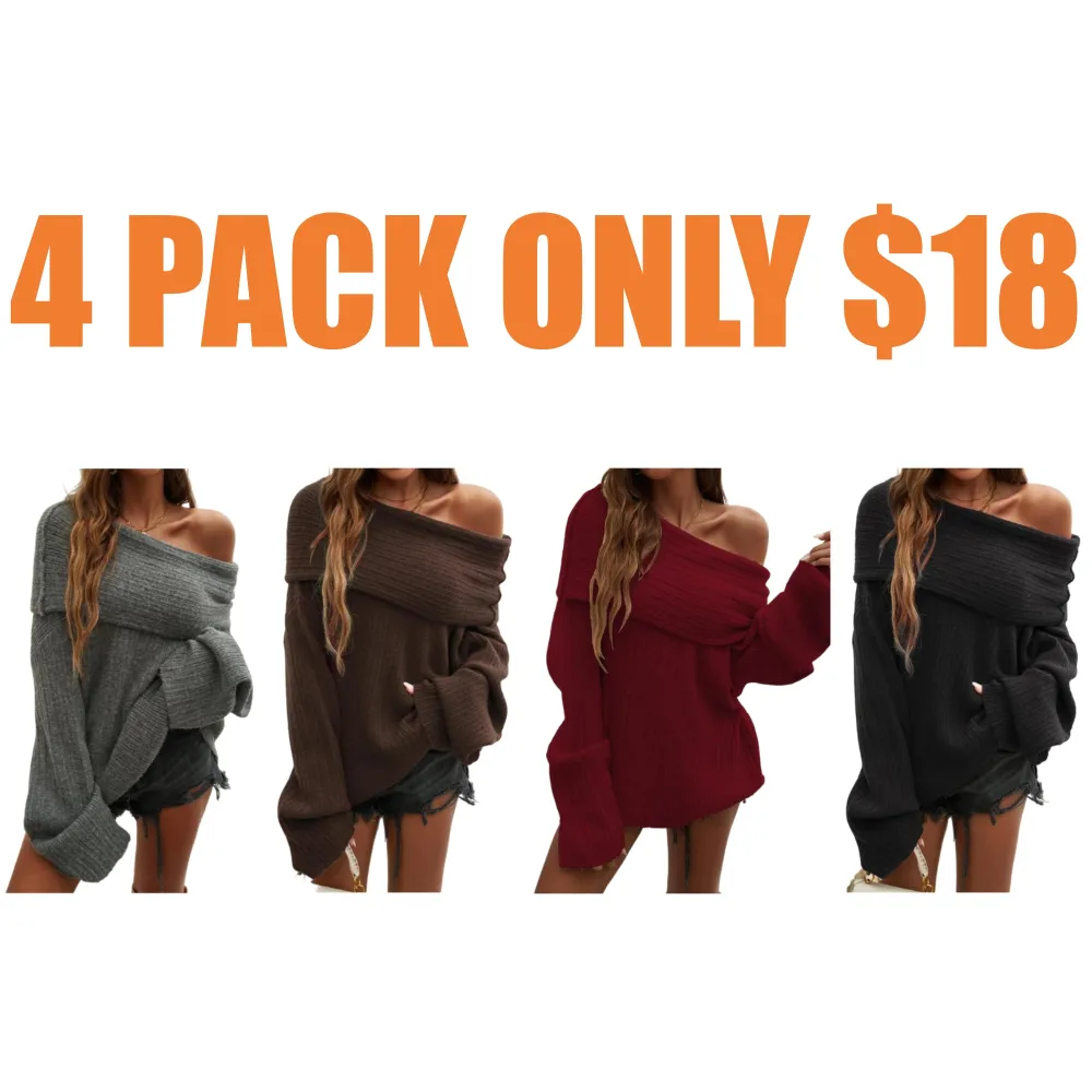 Women's Solid Off Shoulder Drop Shoulder Sweater