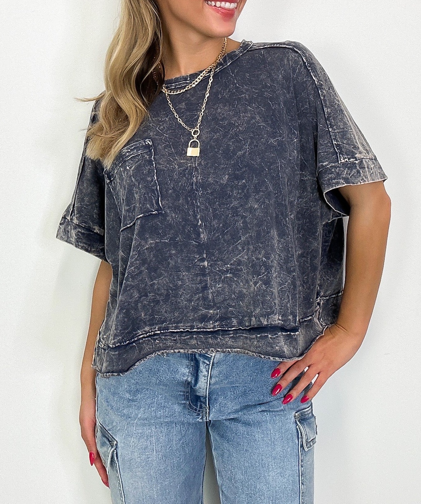 Vivid Aura Mineral Wash Oversized Tee