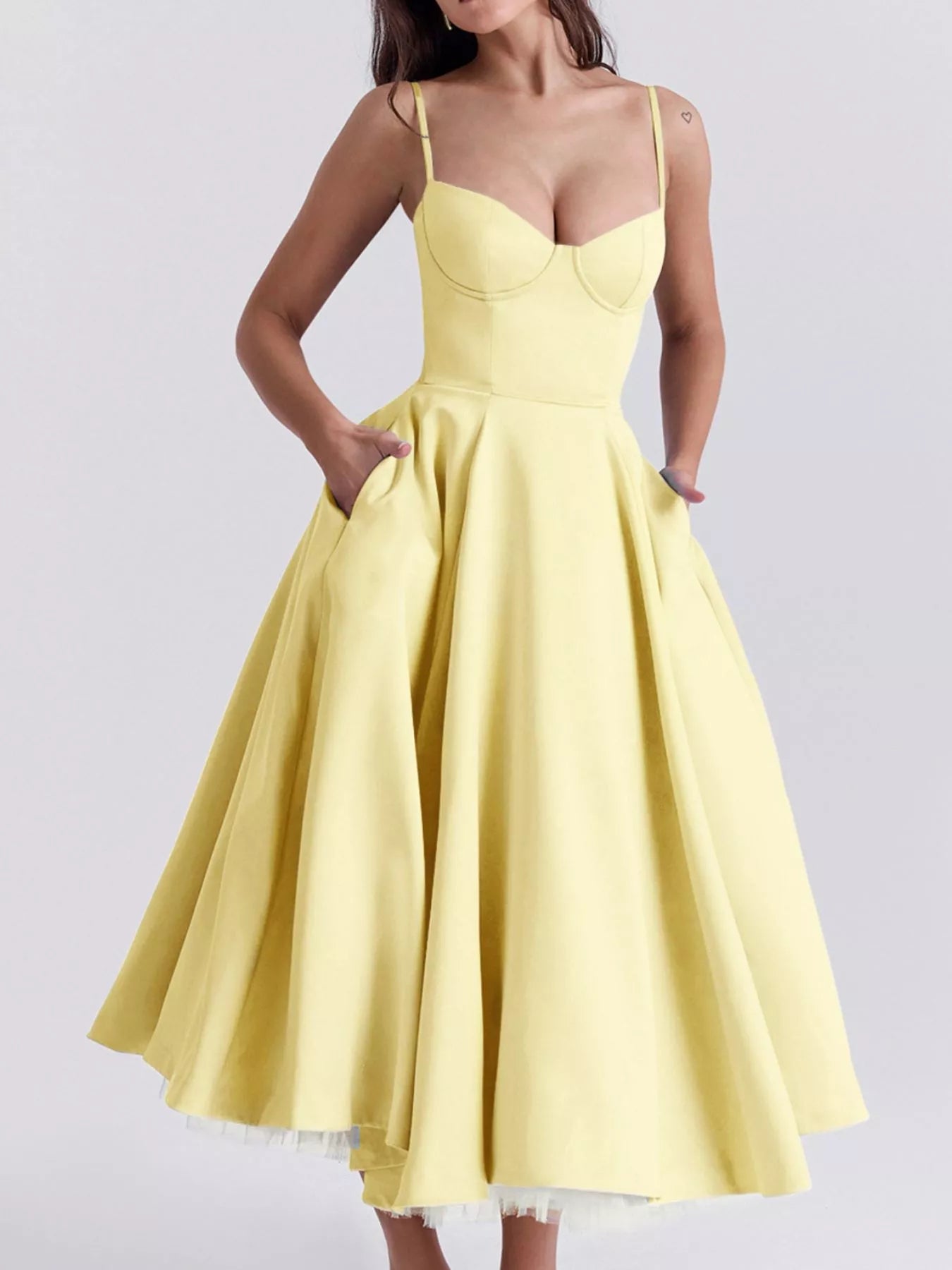 Sweetheart Neck A-Line Midi Dress