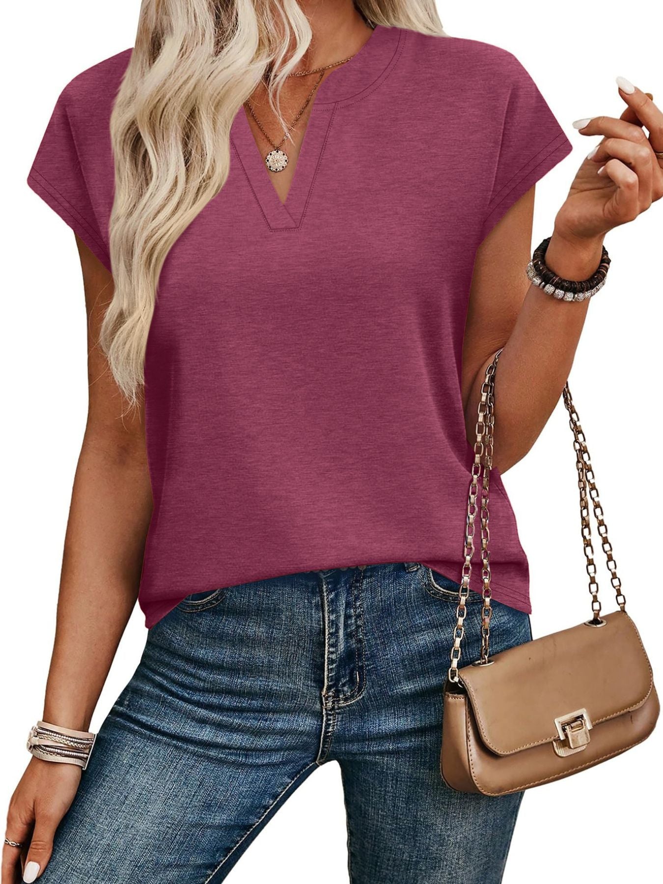 Notched Short Sleeve T-Shirt