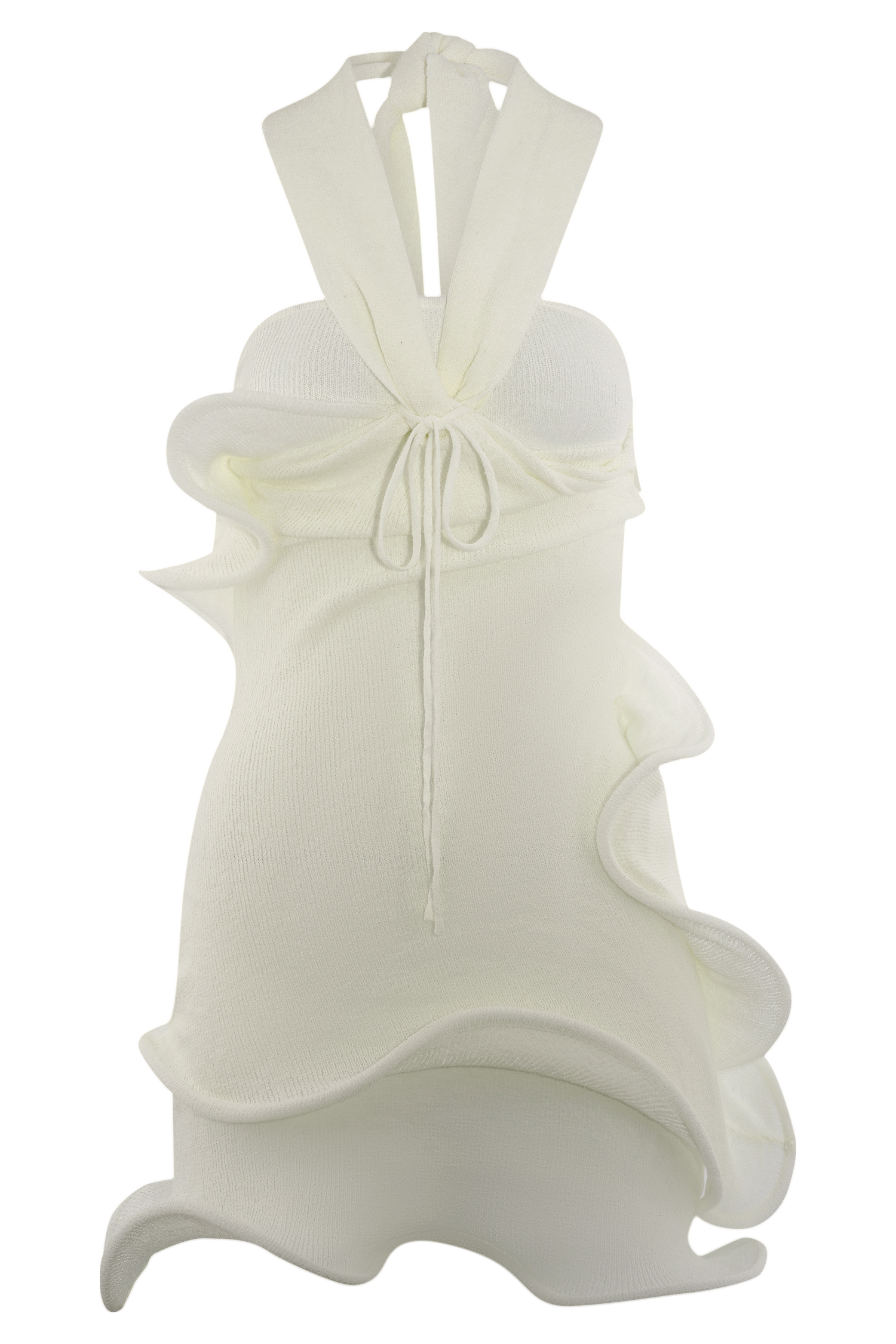 White Halter Knit Mini Dress