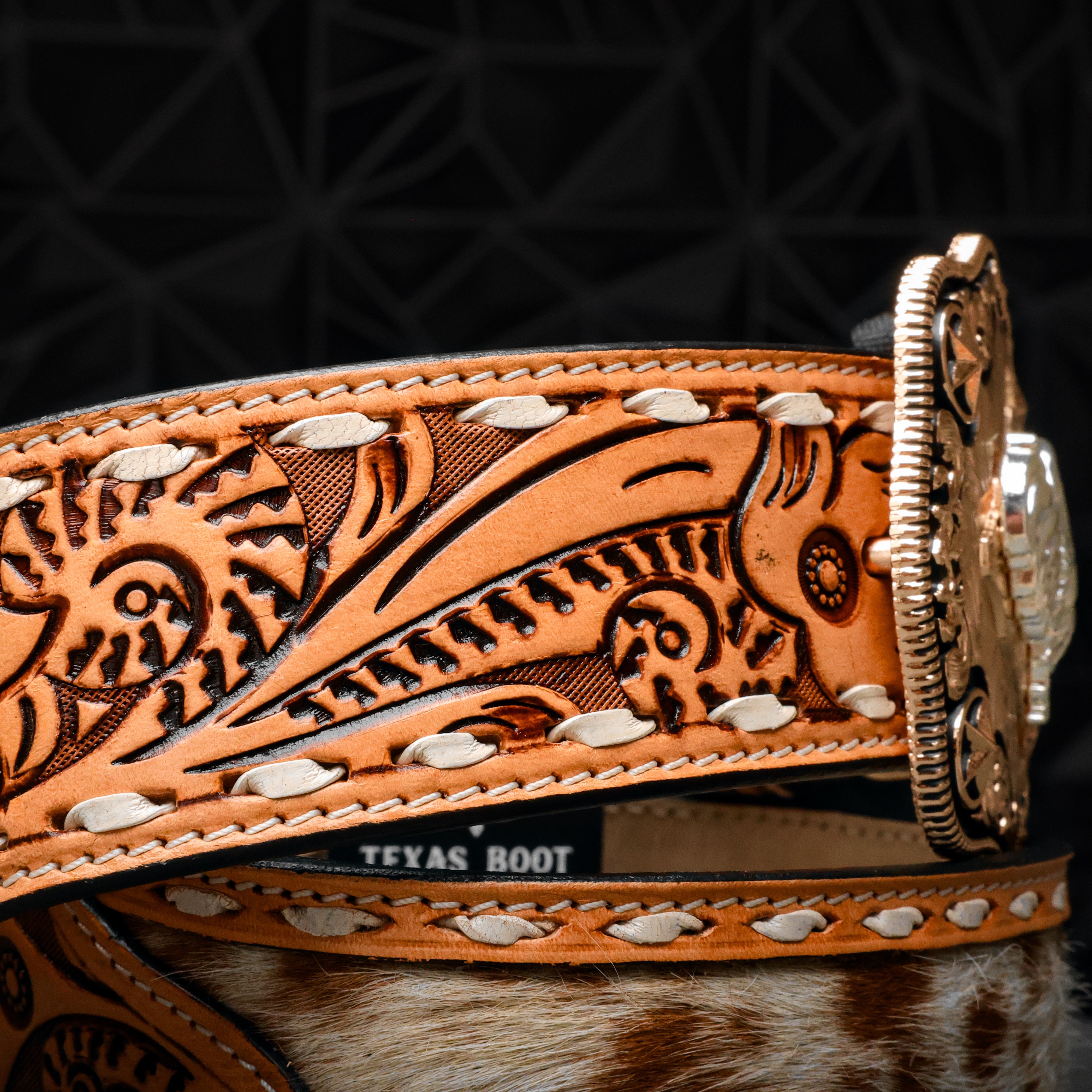 2 Inch Hand-Tooled Artesanal Genuine Cowhide Leather Belt