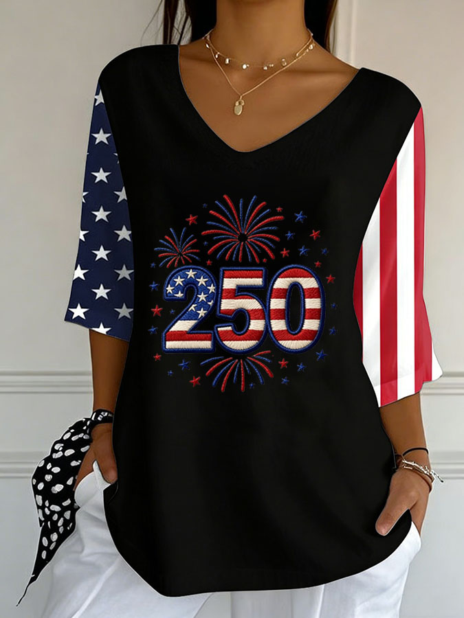 Women'S Independence Day 250Th Anniversary Printed Short Sleeves
