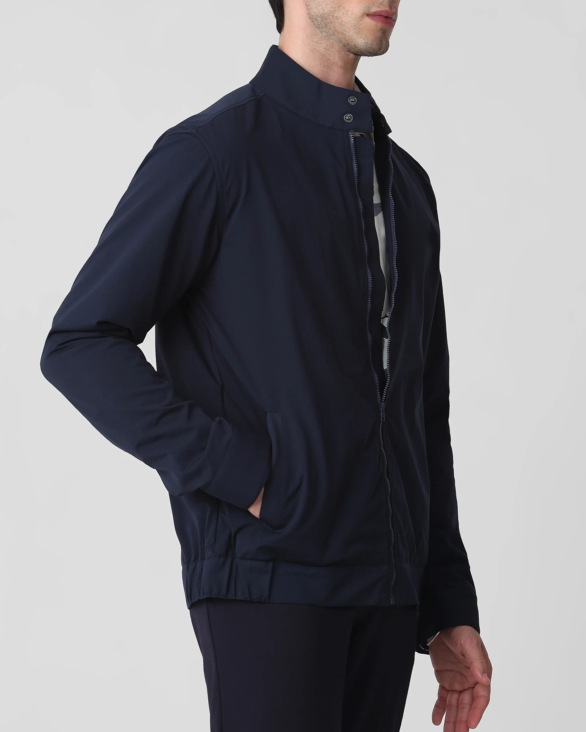 Versatile Comfortable Slim-Fit Navy Jacket