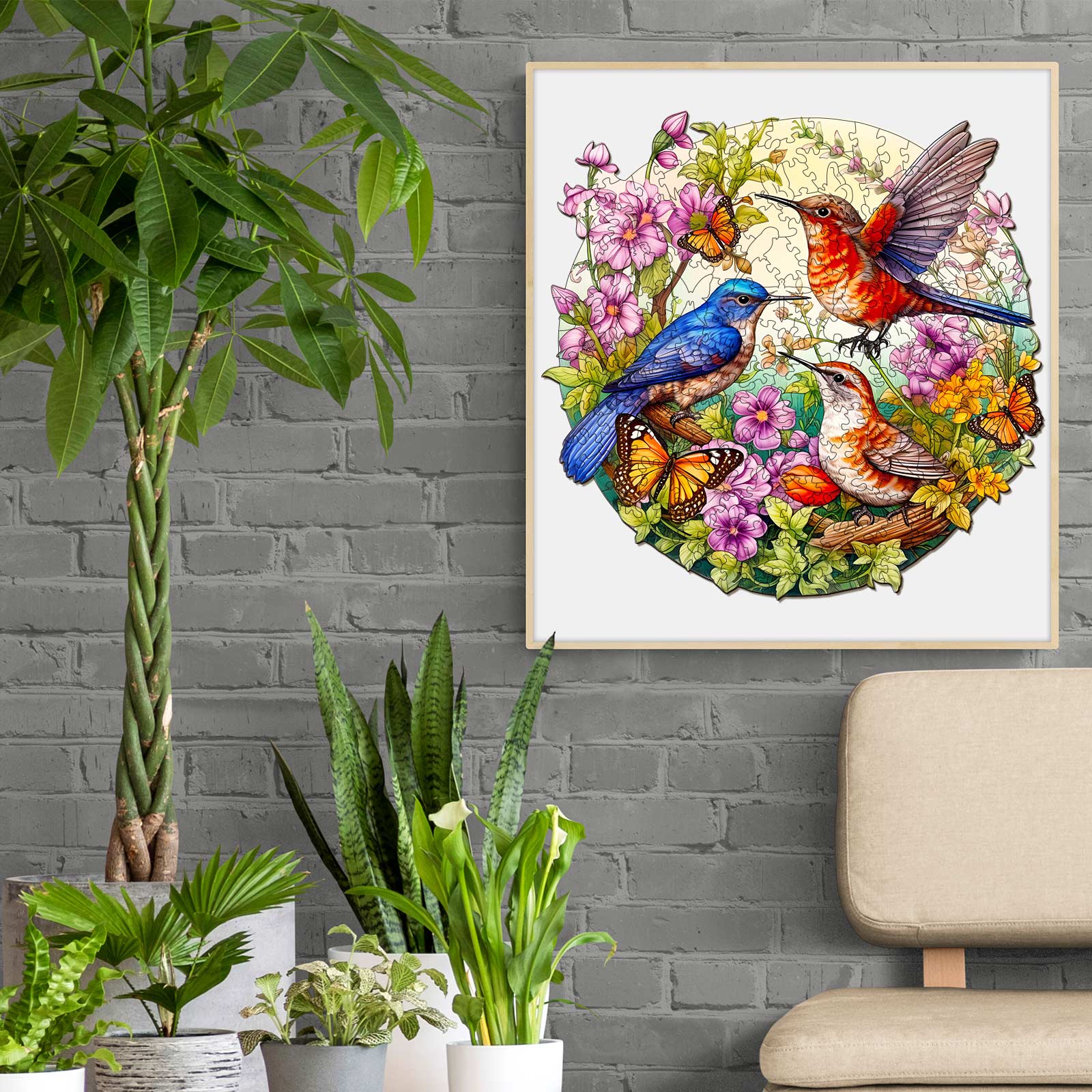 Birds And Butterflies Wooden Jigsaw Puzzle