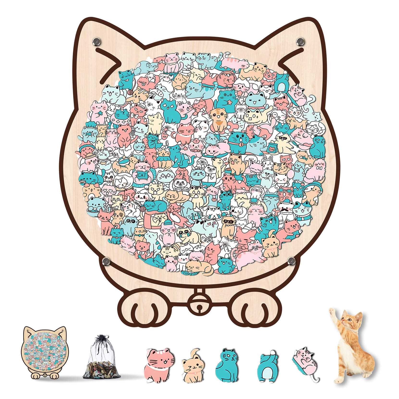 Morandi-Colored Cat/Dog Shaped Wooden Jigsaw Puzzle