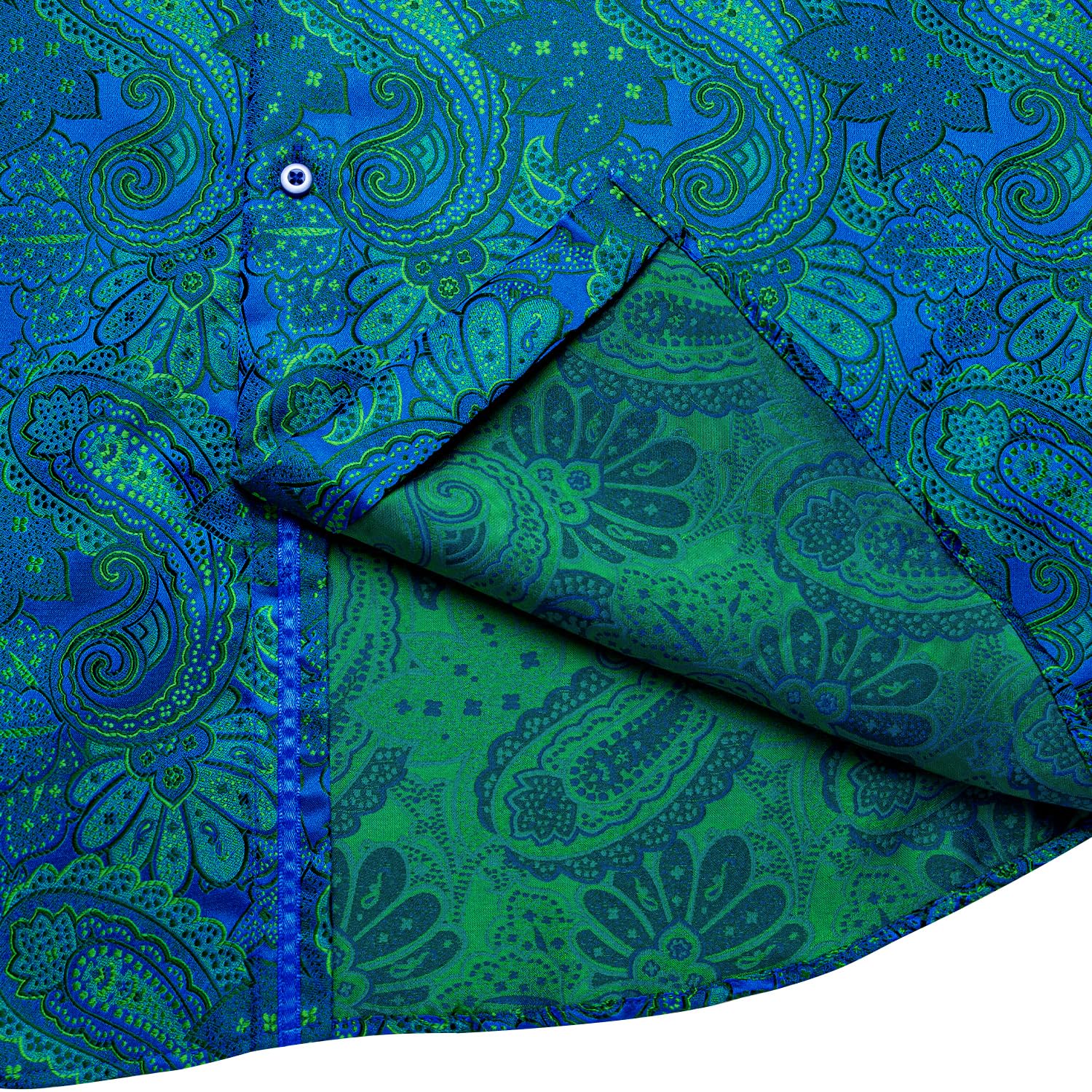 Men's Paisley Dress Shirt Long Sleeve Wrinkle Free Button Down Cowboy Shirts - Teal&green&paisley