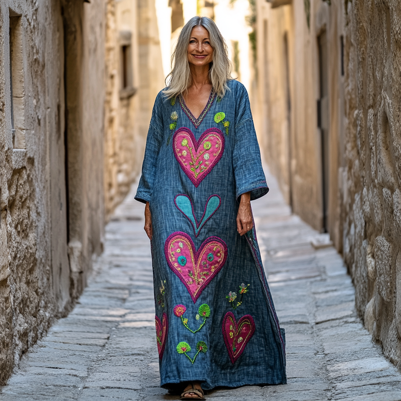 Vintage Hippie Loose Linen Dress ac38