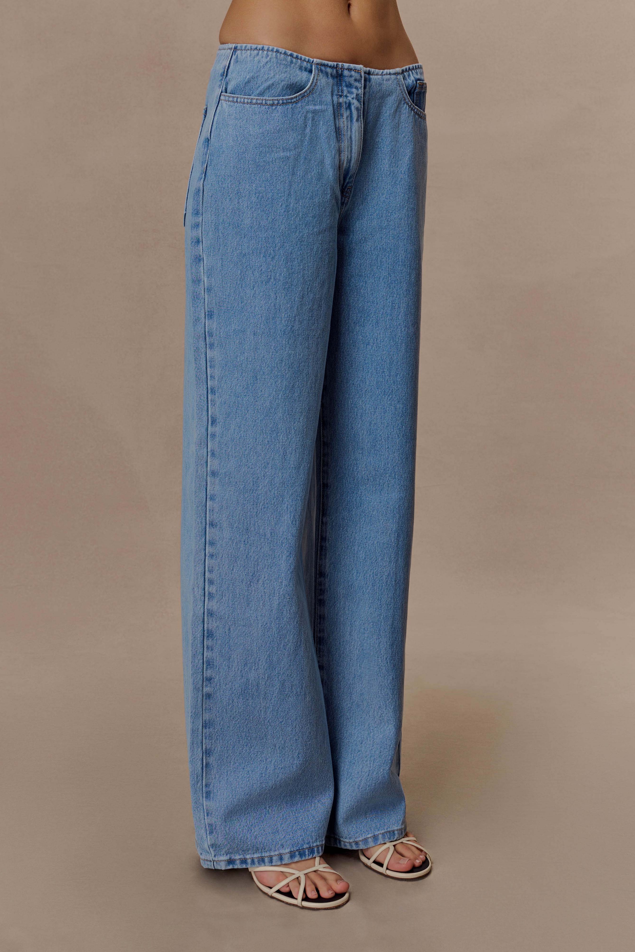 Blue Mid Rise Denim Jeans