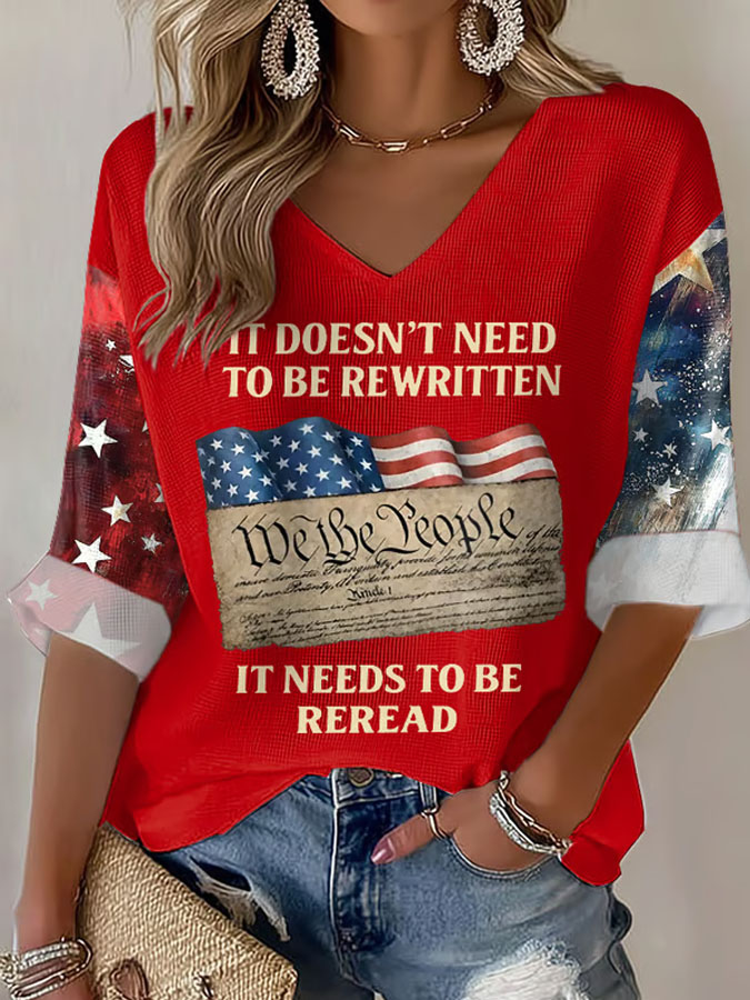 Women'S V-Neck Retro Style 