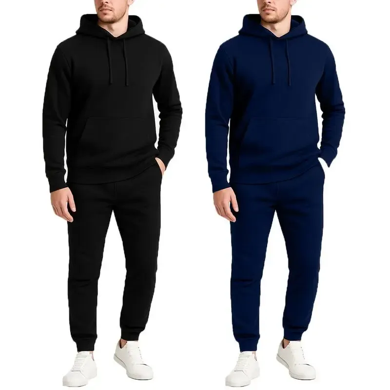 Men’s Fleece-Lined Pullover Hoodie & Jogger Sweatpants Set