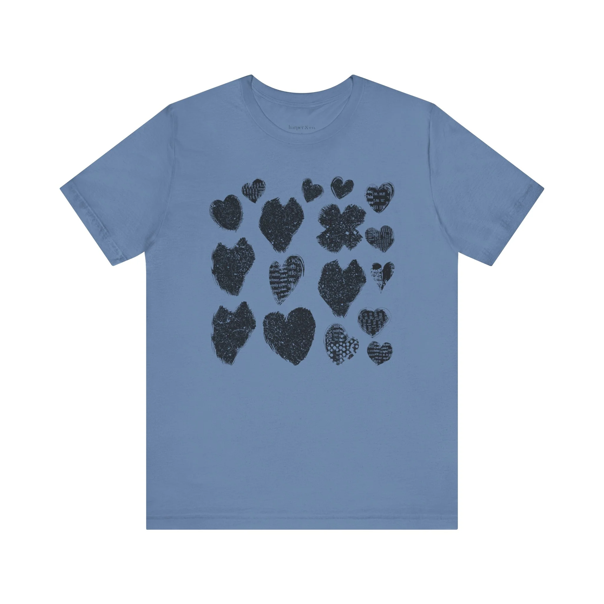 Black Grunge Hearts Unisex Jersey Short Sleeve Tee