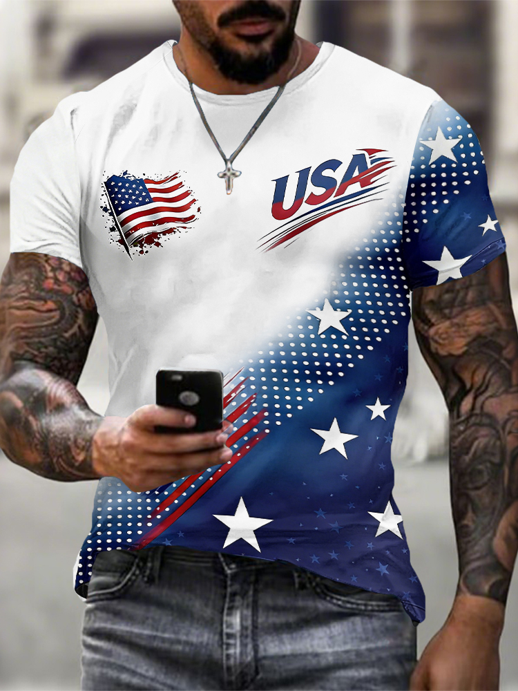Men'S American Flag Commemorative 250Th Anniversary Classic Pattern Short Sleeve T-Shirt