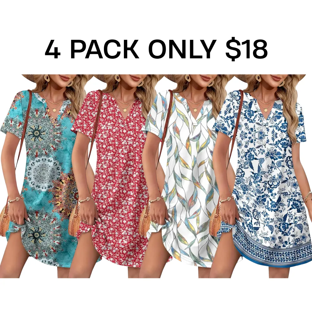 2026 Women‘s V Neck Wedding Summer Dress with pockets