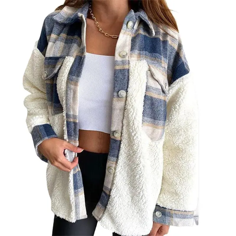 Women's Sherpa Leopard Plaid Shacket