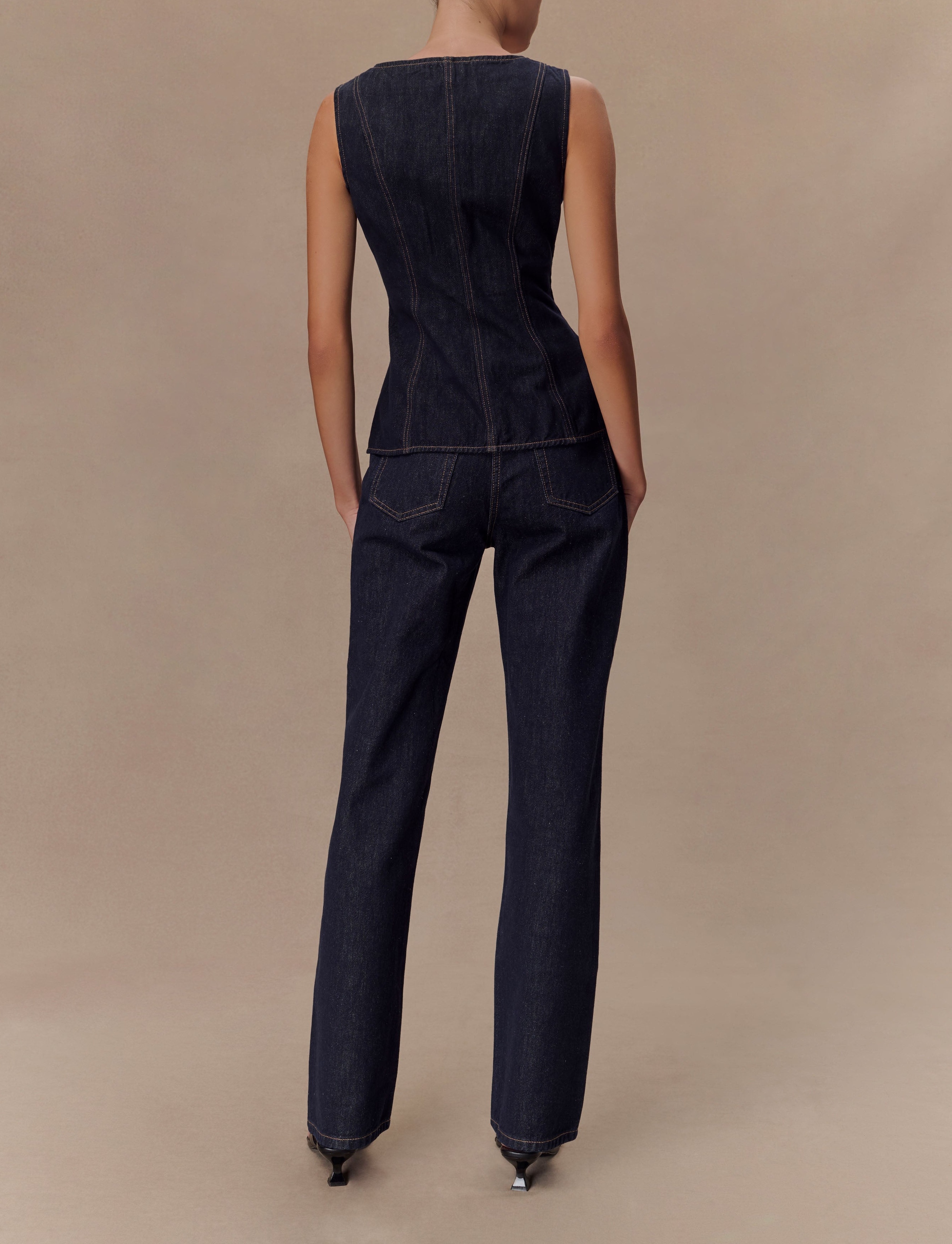 Blue High Waisted Straight Leg Jeans