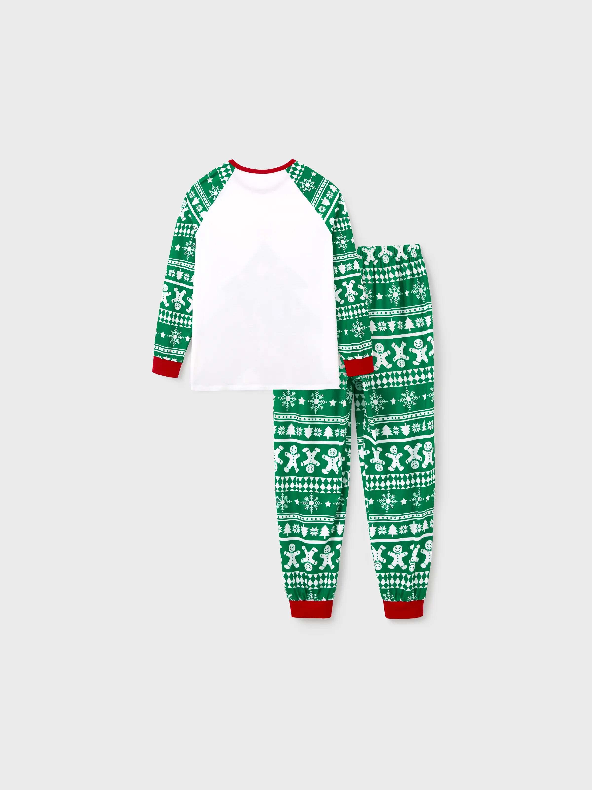 Christmas Matching Family Pajamas Set Gingerbread and Christmas Tree Print Green PJS with Christmas Socks Green