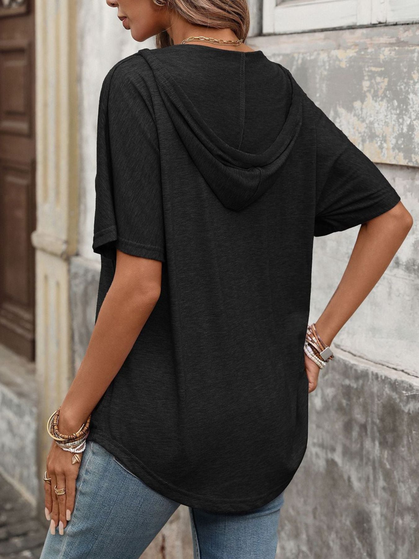 Casual Short Sleeve Hooded T-Shirt
