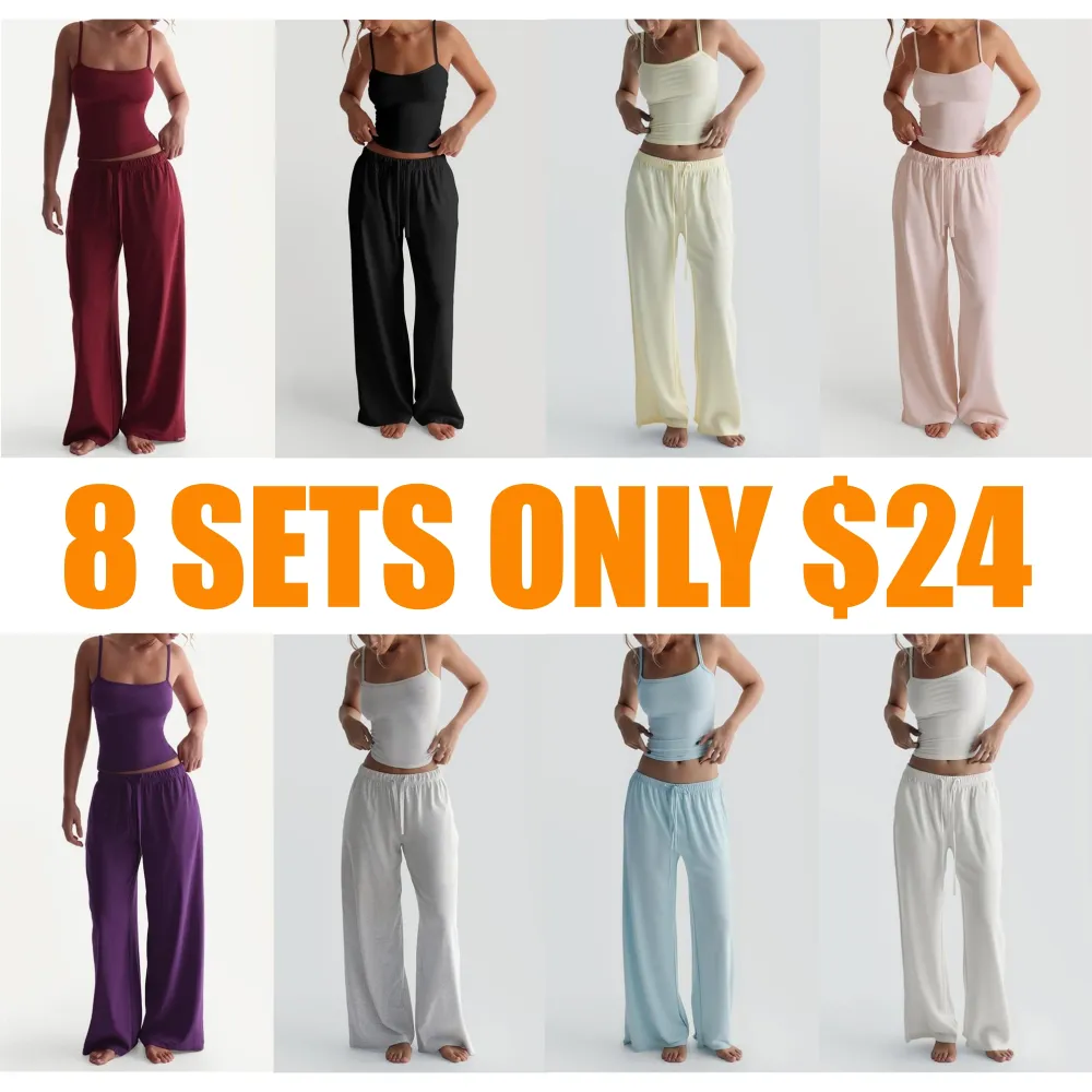 Two-Piece Set Women's Solid Color Cami Top & Pants