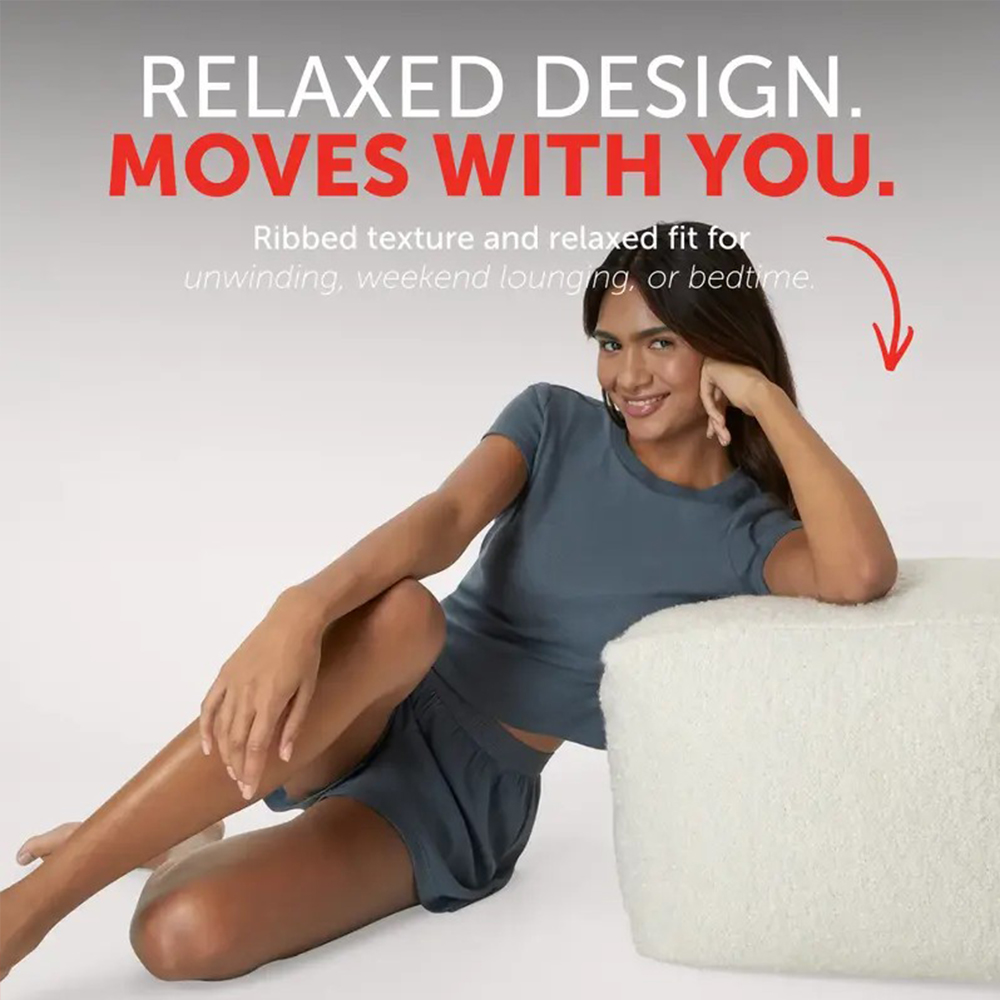 ⚡Today Only Deal🔥Women's Ribbed 2-Piece Lounge Set – Cropped Baby Tee & Sleep Shorts