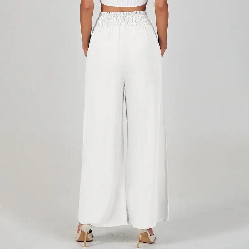 ANRABESS Women Linen Palazzo Pants SummerCasual Loose High Waist Wide Leg Long LoungePant Trousers with Pocket