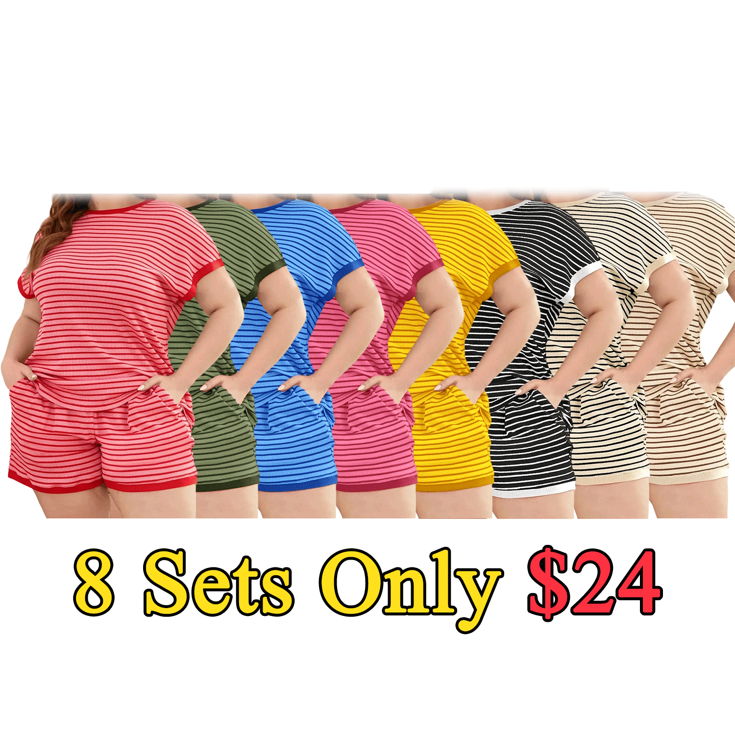 🔥Women’s Striped Short Sleeve Pajama Set